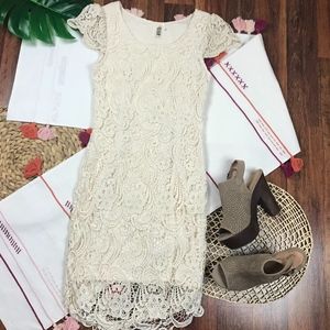 Anthropologie Birdcage Ivory Crochet Dress